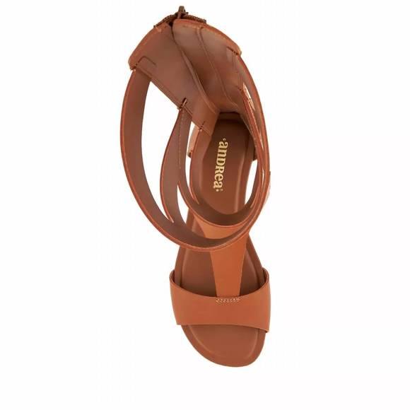 NEW ANDREA women's tall gladiator sandals with back zipper in brown - Picture 4 of 4